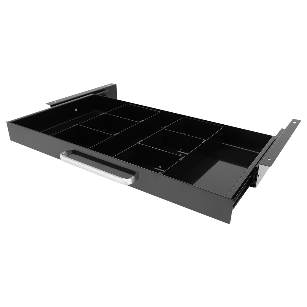 Sliding Under Desk Drawer Black Metal Pull Out Under Table Storage Organizer