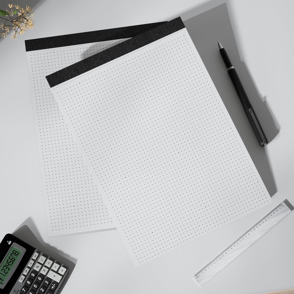 Dot Grid Desk Notepad 2 Pack 8.5 x 11 Dot Paper Pad, 30 Sheets per Pad, White...