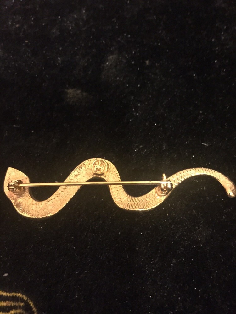 Gold Plated And Crystal Snake Brooch