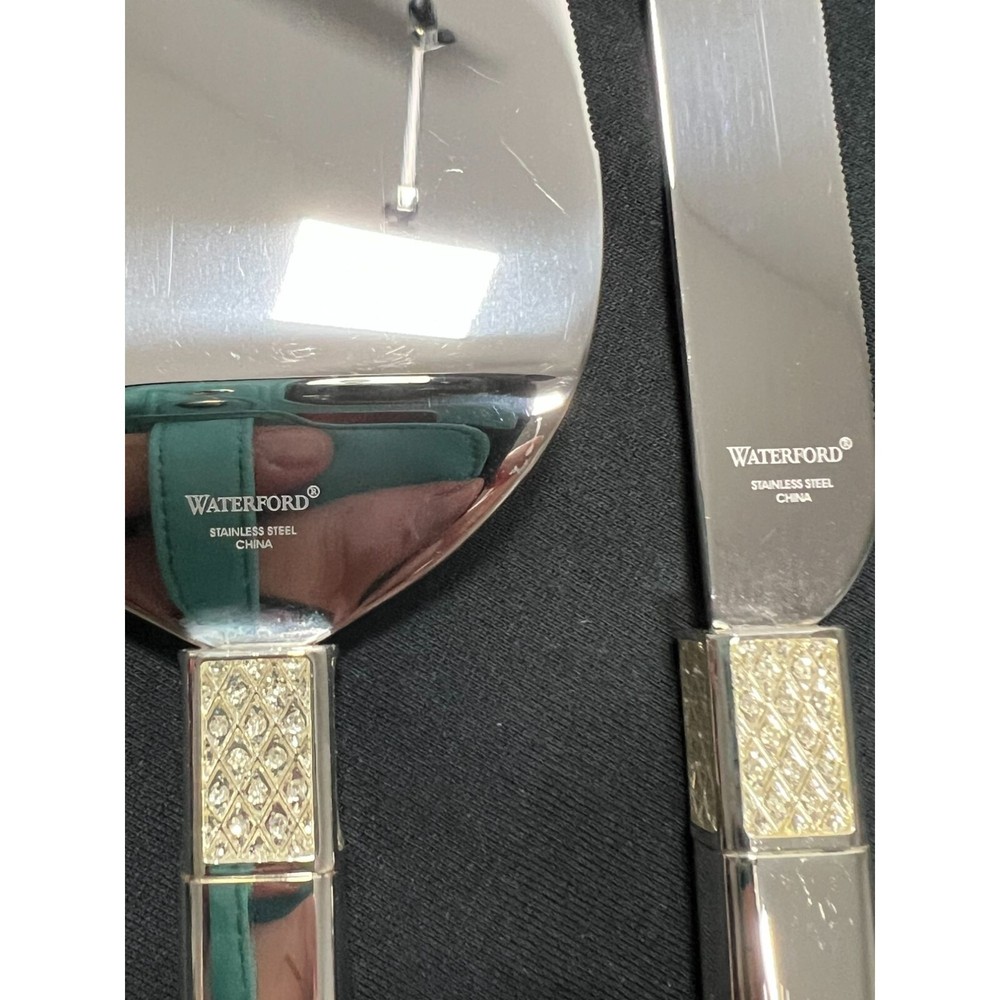 Waterford Lismore Diamond Cake & Knife Server Set Silver Wedding Cake Service