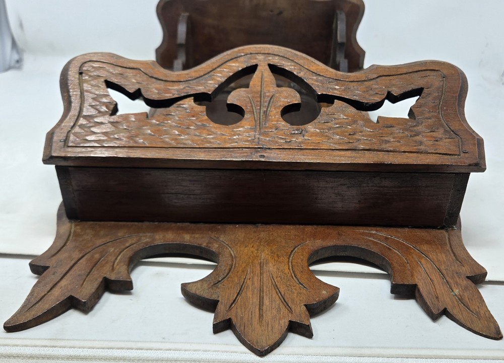 Vintage Chippendale Mirror w Cut Rococo Scrollwork & Storage Compartment Wood 2'