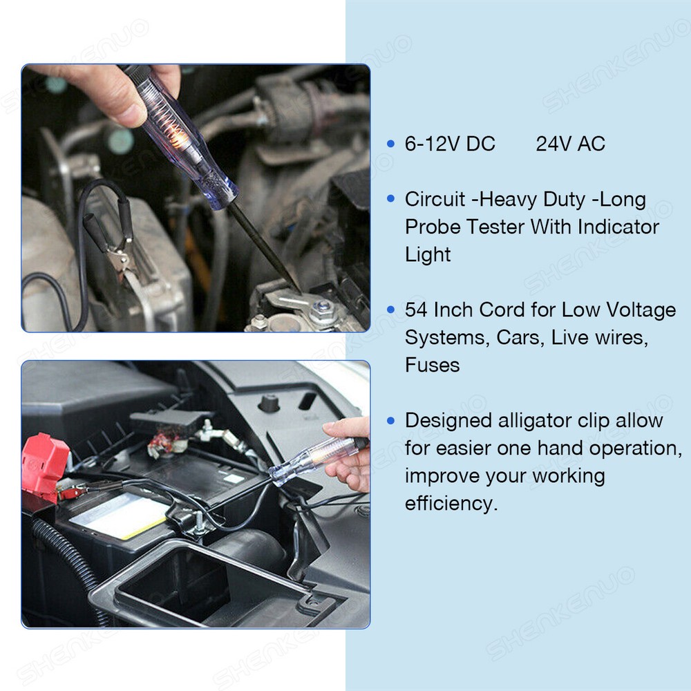 Car Voltage Circuit Tester For 6V/12V DC System Probe Continuity Test Light