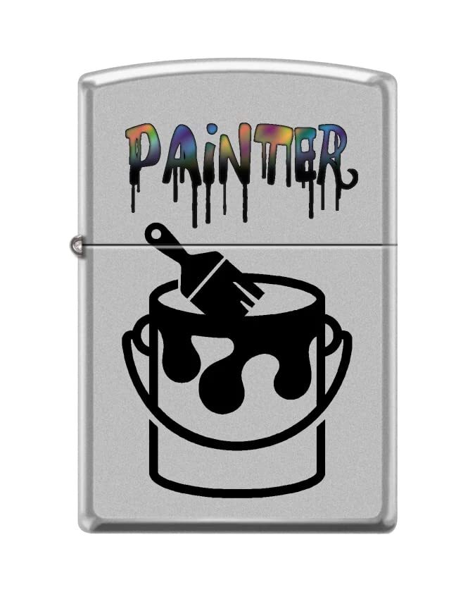 Zippo Lighter-Painter Design Satin Chrome Windproof Lighter #Z5402