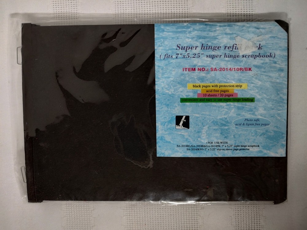 7 x 5.25 Scrapbook  Page Refills Black Super Hinge