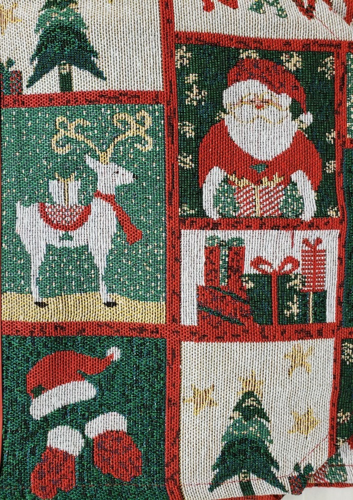 Extra Long Tapestry Table Runner, 13"x72", WINTER,CHRISTMAS THEME PATCHWORK, HG