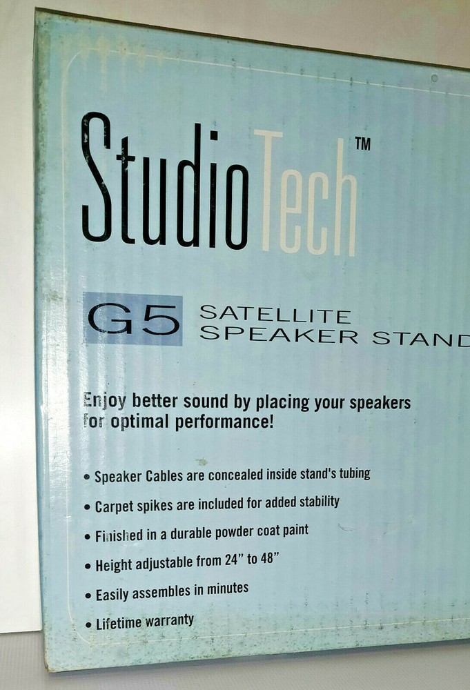 STUDIOTECH G5-B Adjustable Satellite Speaker Stands, Black, One Pair