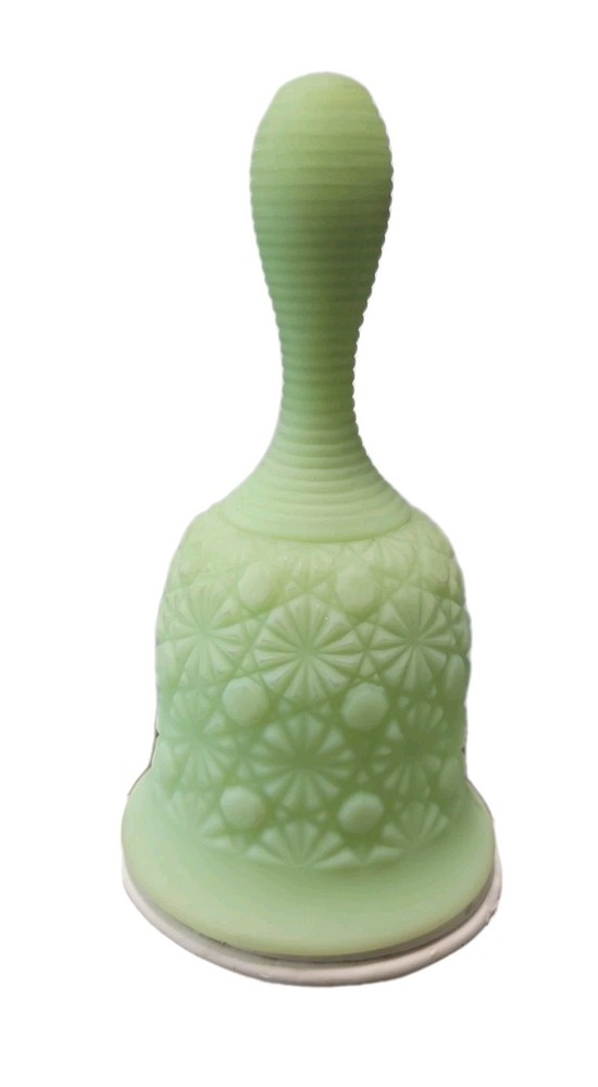 Fenton Uranium Satin Glass Bell Daisy Button Pattern Glows Under Blacklight