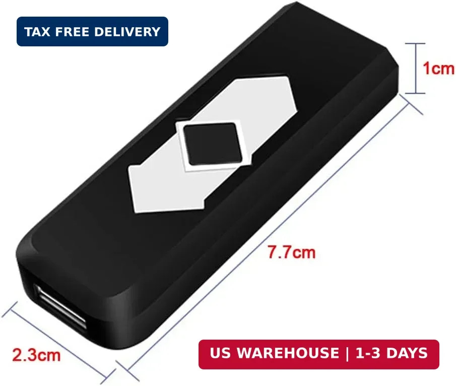 2Pcs Electronic Lighter Rechargeable USB Lighter Windproof Flameless Ignition (B