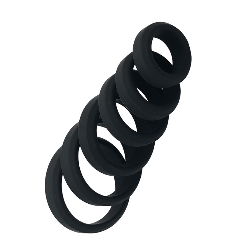 6PCS Men-Scrotum-Squeeze-Ring-Chastity-Ball Stretcher Enhancer Delay Ejaculation