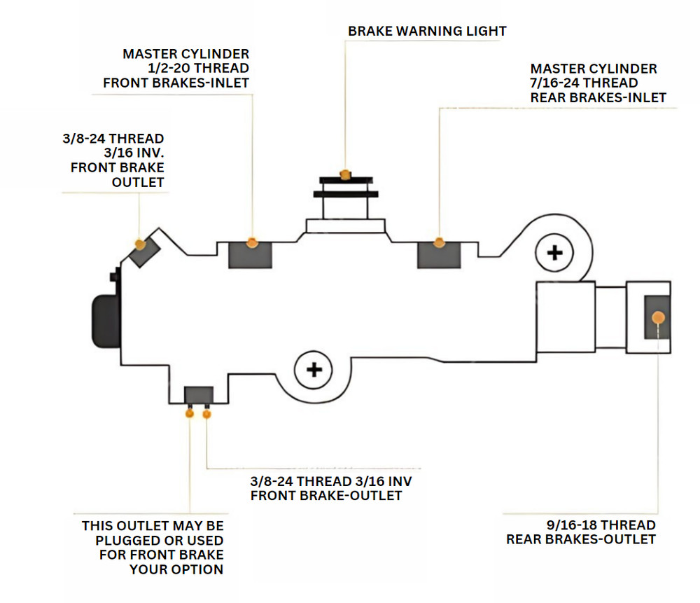 1-1/8" Bore Master Cylinder w/ Proportioning Valve Under Floor Mount Disc Disc