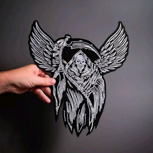 WINGS REAPER Large Back Patch for custom biker vest