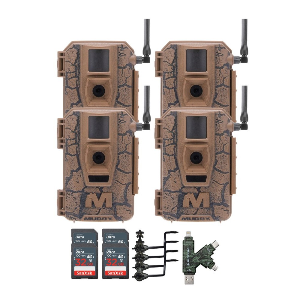 Muddy Mitigator Cellular 24MP Imaging Trail Camera 4 Pack Bundle