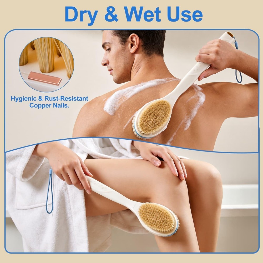 ® Extendable Back Scrubber (17.5"-31.9"), Dual-Sided Long Handle Shower Brush...