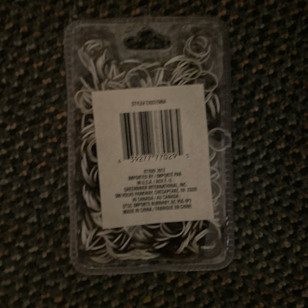 500pc ELASTIC RUBBER BANDS Black, White, & Silver Snag-Free