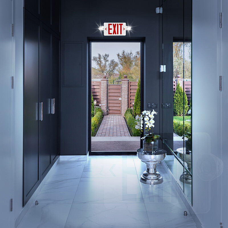 6 Pack LED Exit Sign Emergency Light – Hi Output RED Compact Combo UL-Listed