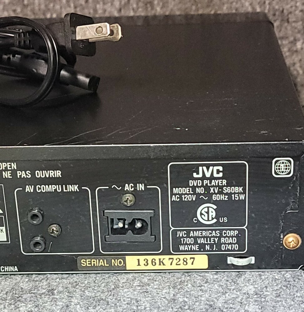 JVC XV-S60BK 4-Head DVD Player (missing remote)