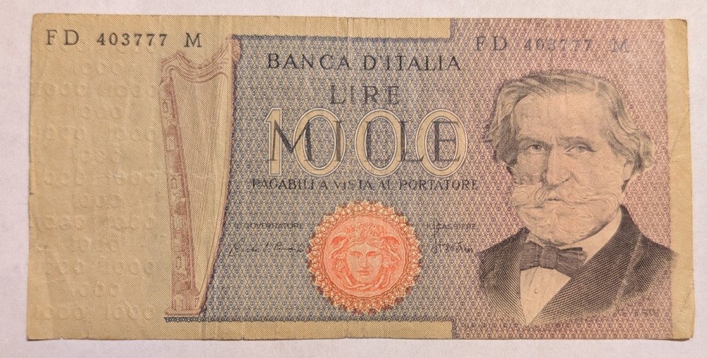 1969 Italy 1000 Lire Note