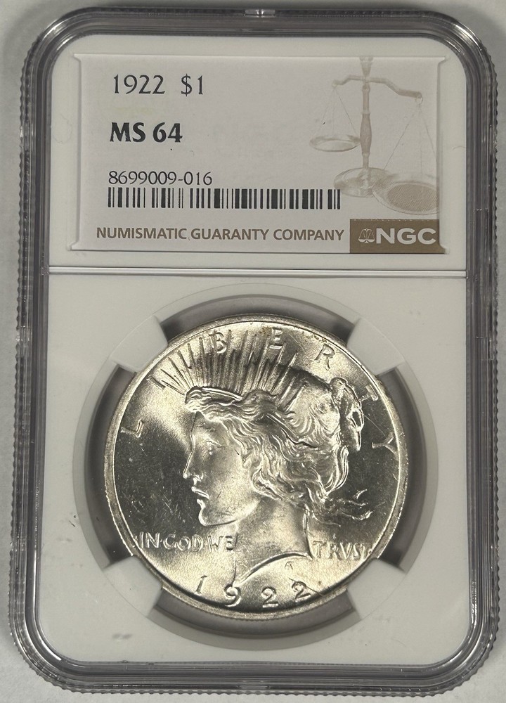 1922 Peace Silver Dollar Coin NGC MS 64