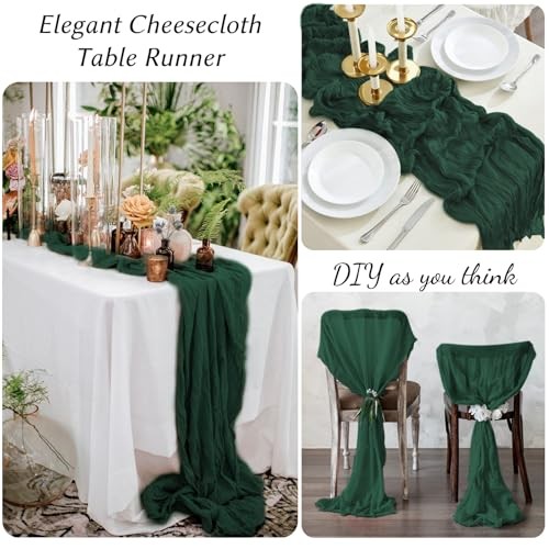 12 Pack Table Runners 10FT Cheesecloth Table Runner 21x120 12Pack Emerald Green