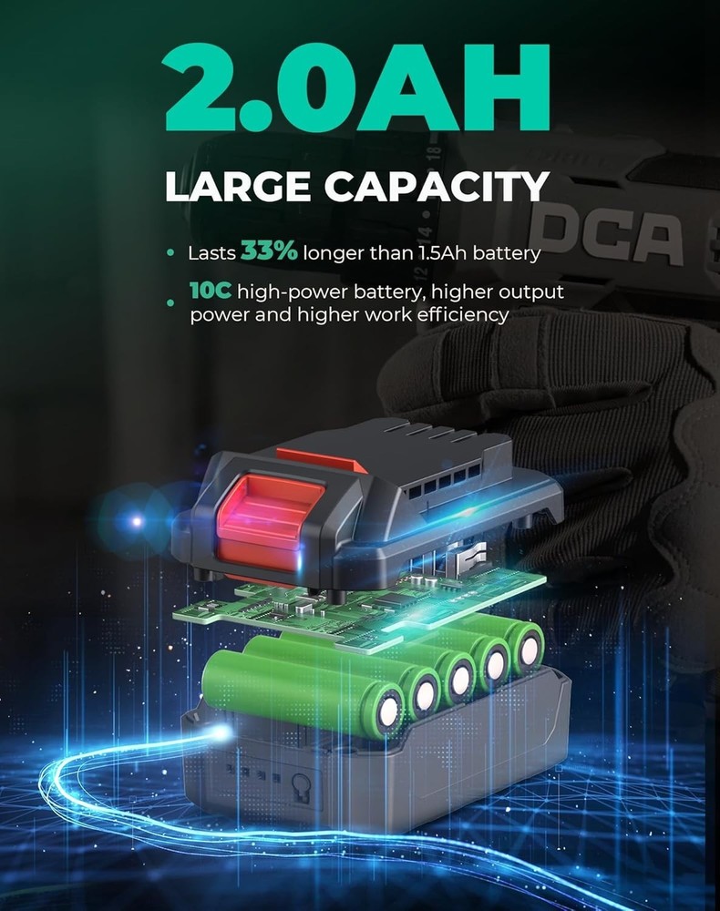 Cordless Drill Driver 20V Power Tool Kit Variable Speed Keyless Chuck Battery In