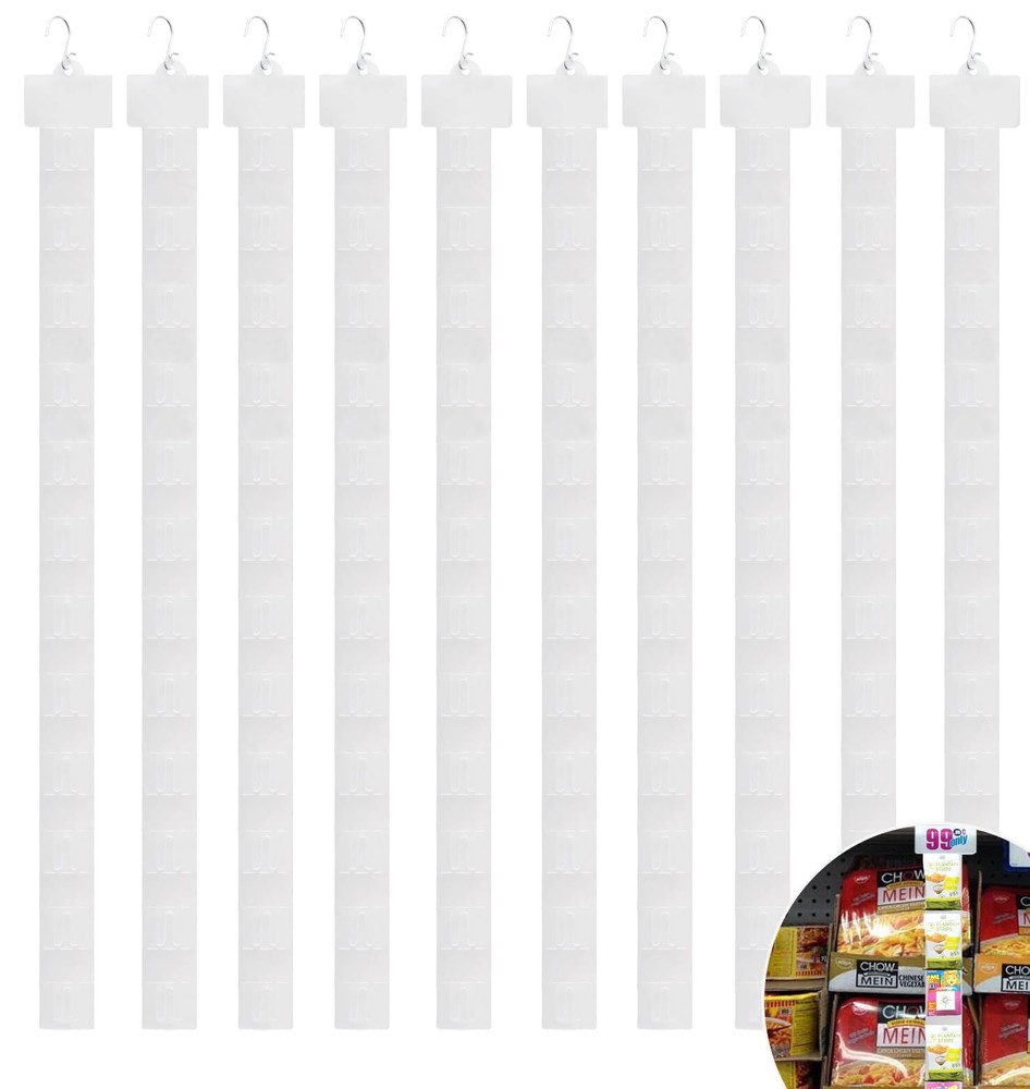 10 PCS Station Hanging Display Strips with Hooks Plastic Merchandise Station ...