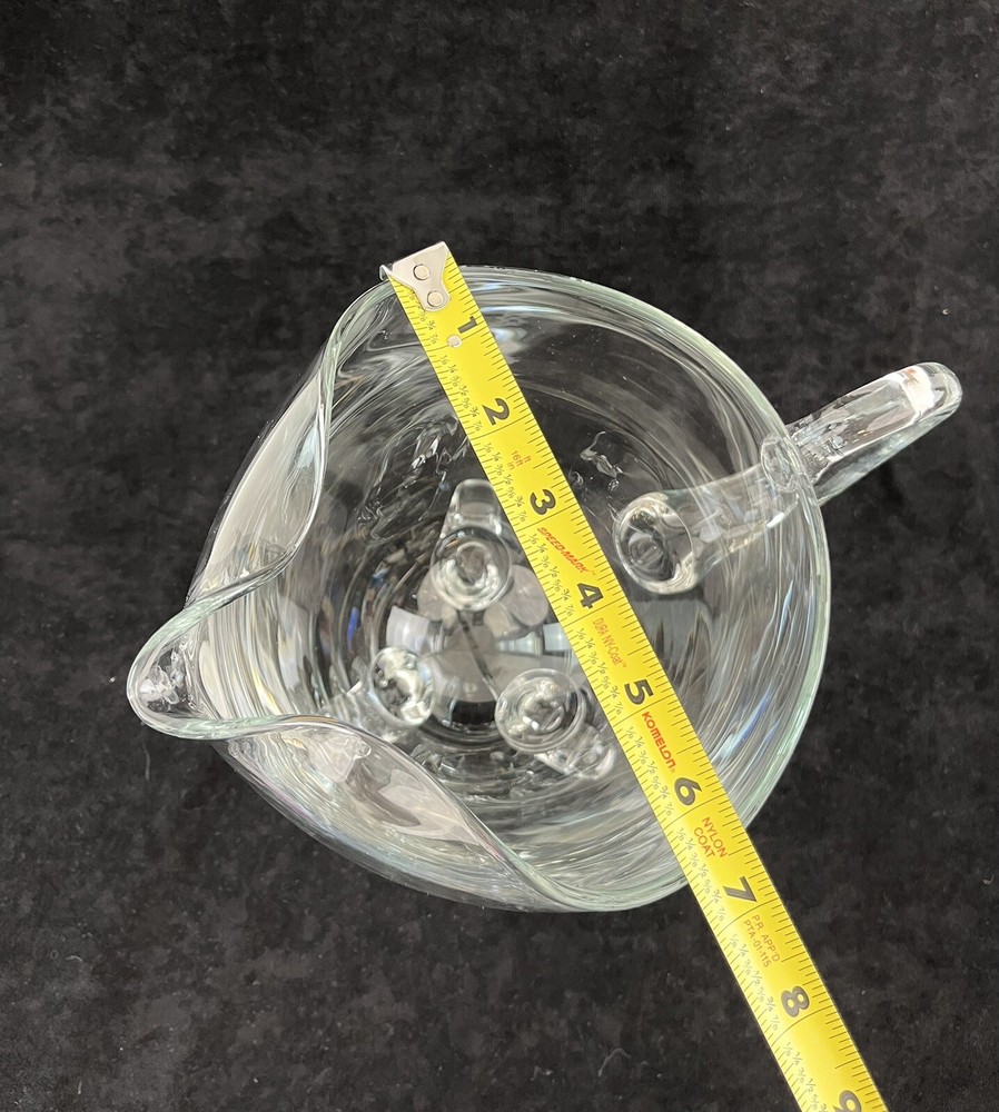 Barski Handmade Crystalline Round Footed Glass Pitcher with handle