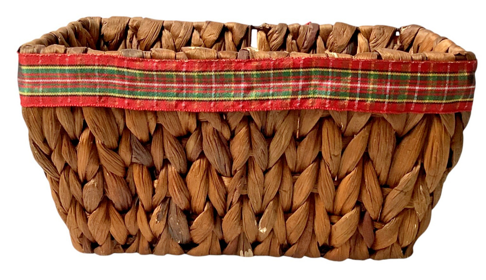 Wicker Basket with Bow, Rectangle Brown