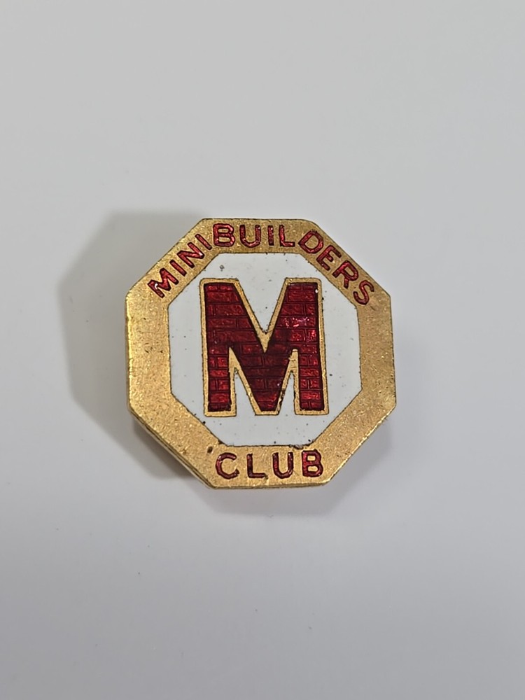 M Mini Builders Club Button Pin Vintage
