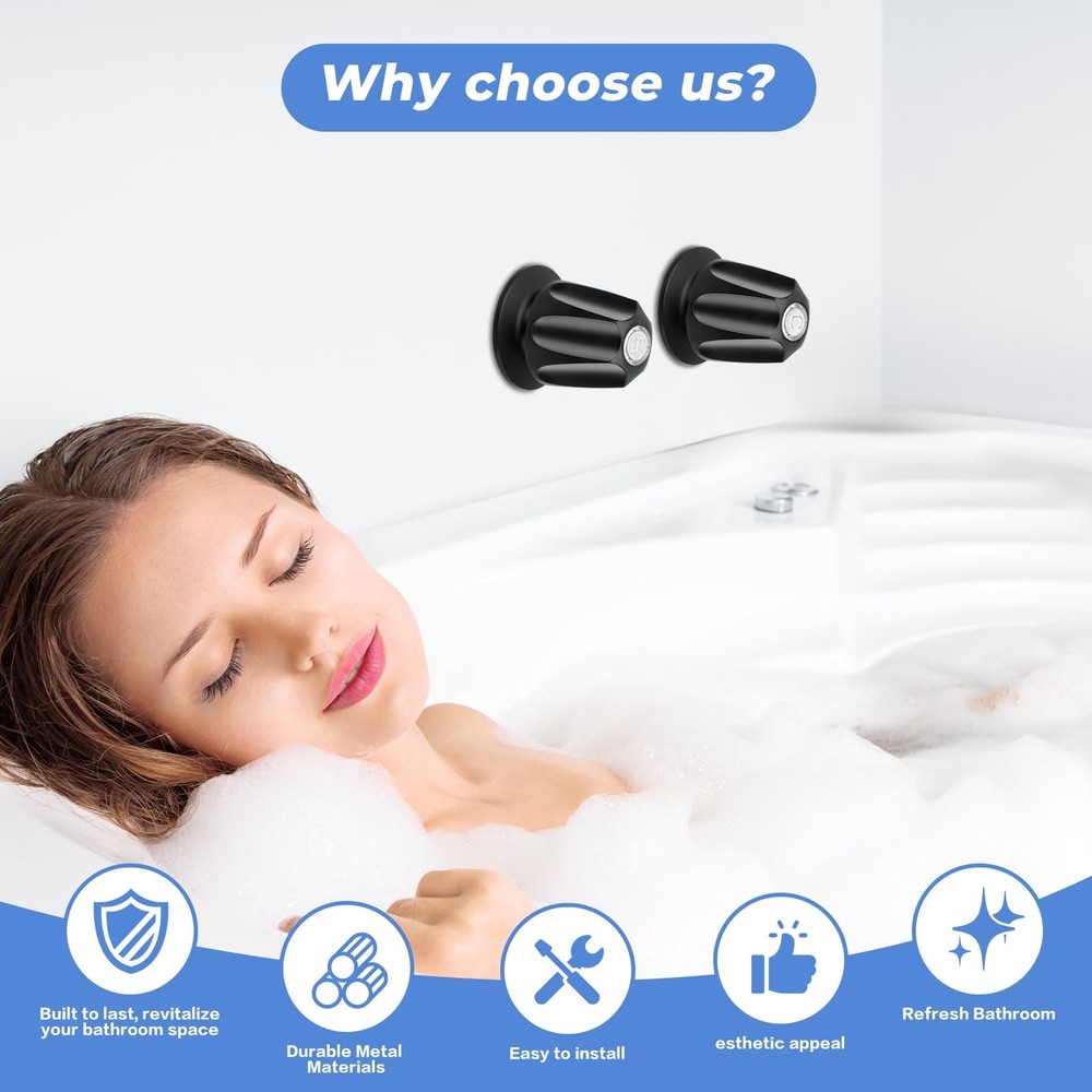 FOSUNKER 2-Piece Matte Black Shower Knob Replacement Kit 2 Piece,