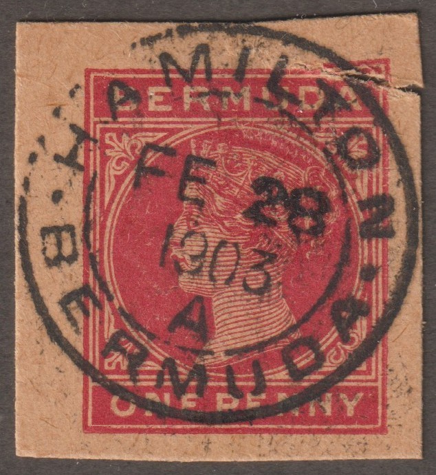 EDSROOM-21509 Bermuda Cut Square 2/28/1903 Hamilton Cancel