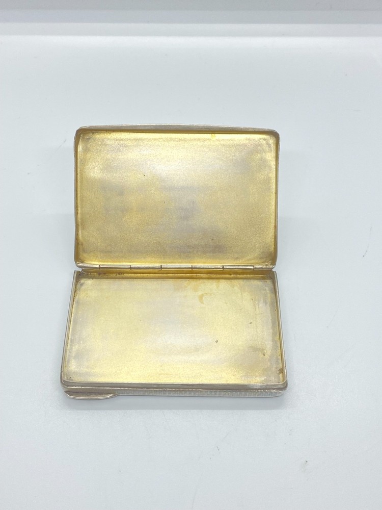 Antique835Silver Card/Cigarette Case Engine-Turned Art Deco Gold-Washed Interior