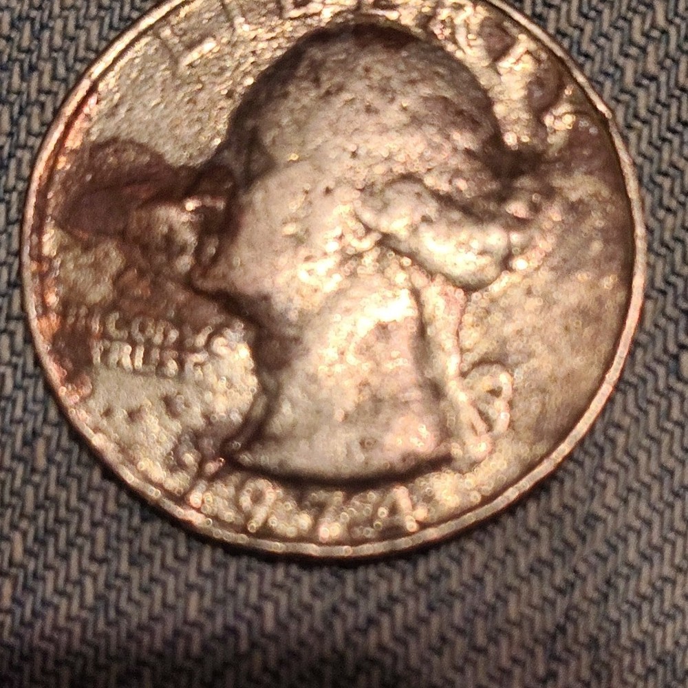 1974 Washington Quarter No Mint Mark Wrong Planchet Error Coin.