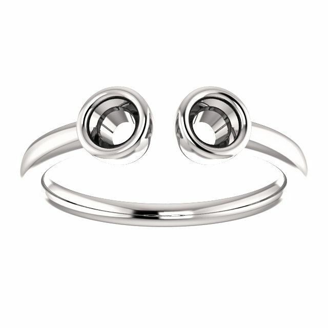 Sterling Silver Round Cut Solitaire Ring Setting - Modern Semi-Circle Style Ring