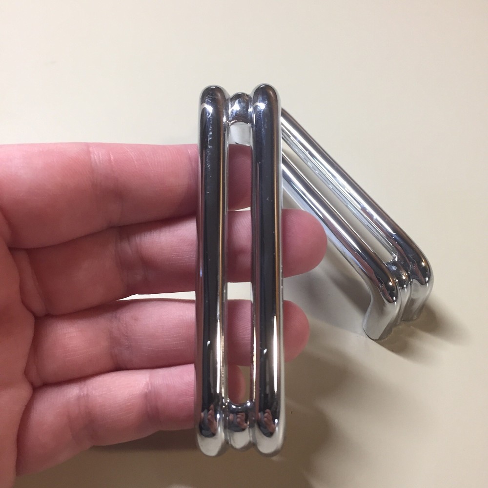 2 Vintage KBC Chrome Split Bar Drawer Pull Mid Century Style Lot N