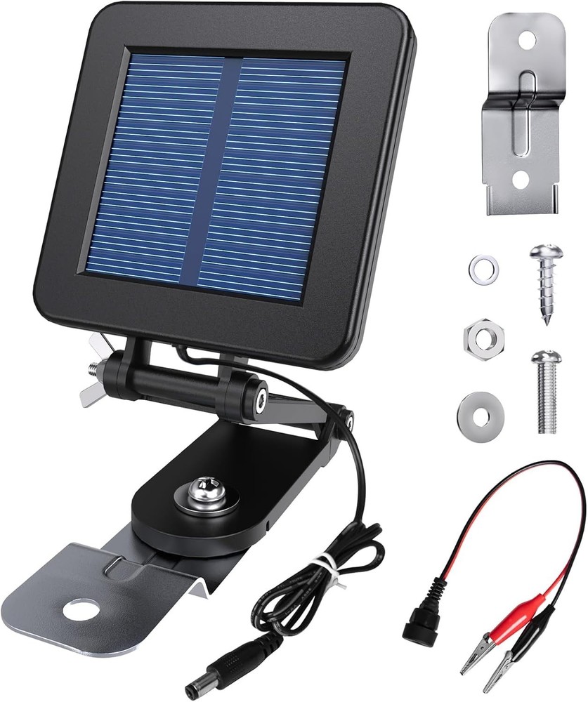 6V Solar Panel for Deer Feeder with Adjustable Mounting Bracket & Alligator C...