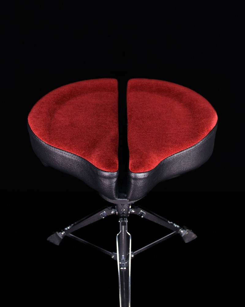 Ahead Spinal-G Drum Saddle, 3 Leg, Red Top / Black Sides