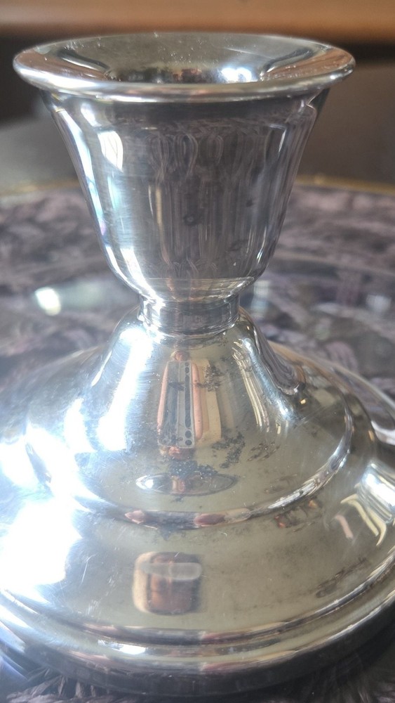 Vintage Elegant Silver Plated Weighted Console Candlestick Holder