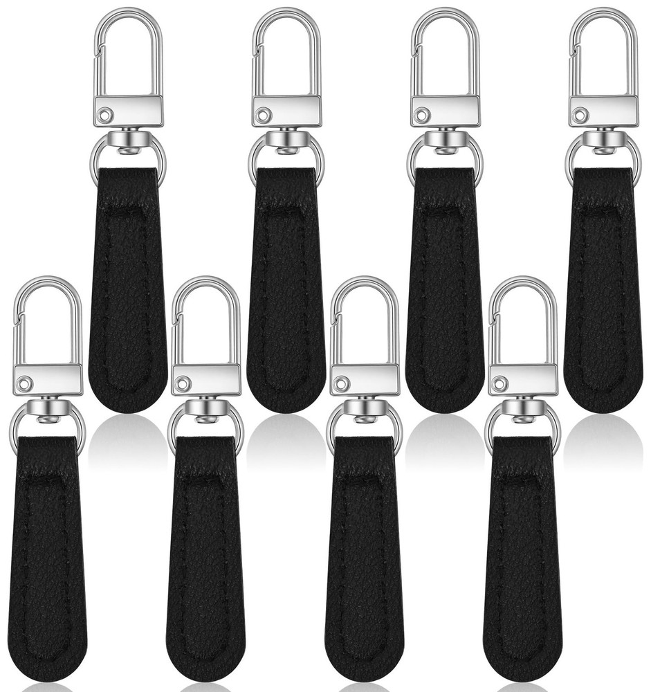 8 Pcs Zipper Pull Leather, Black Detachable Zipper Pull Replacement for Purse...