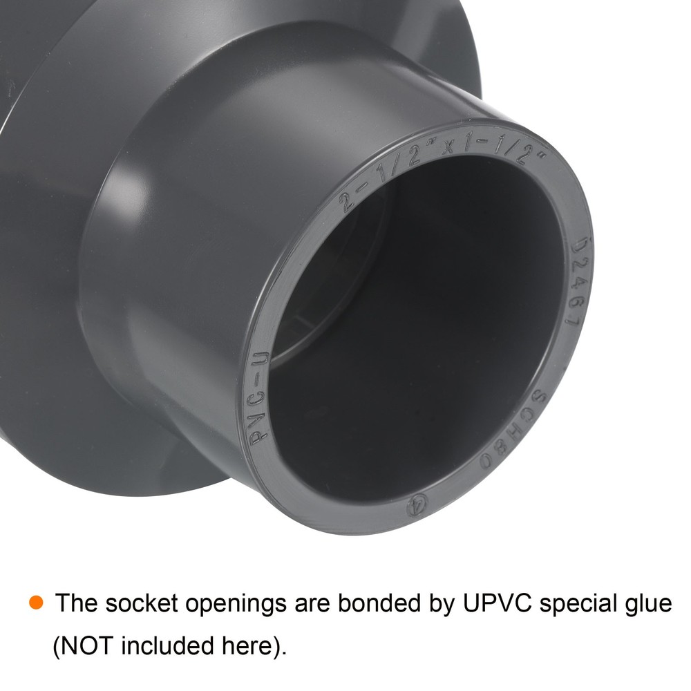 UPVC Reducer Pipe Fitting 2"x 1-1/2" Program Socket 80 Straight Coupling