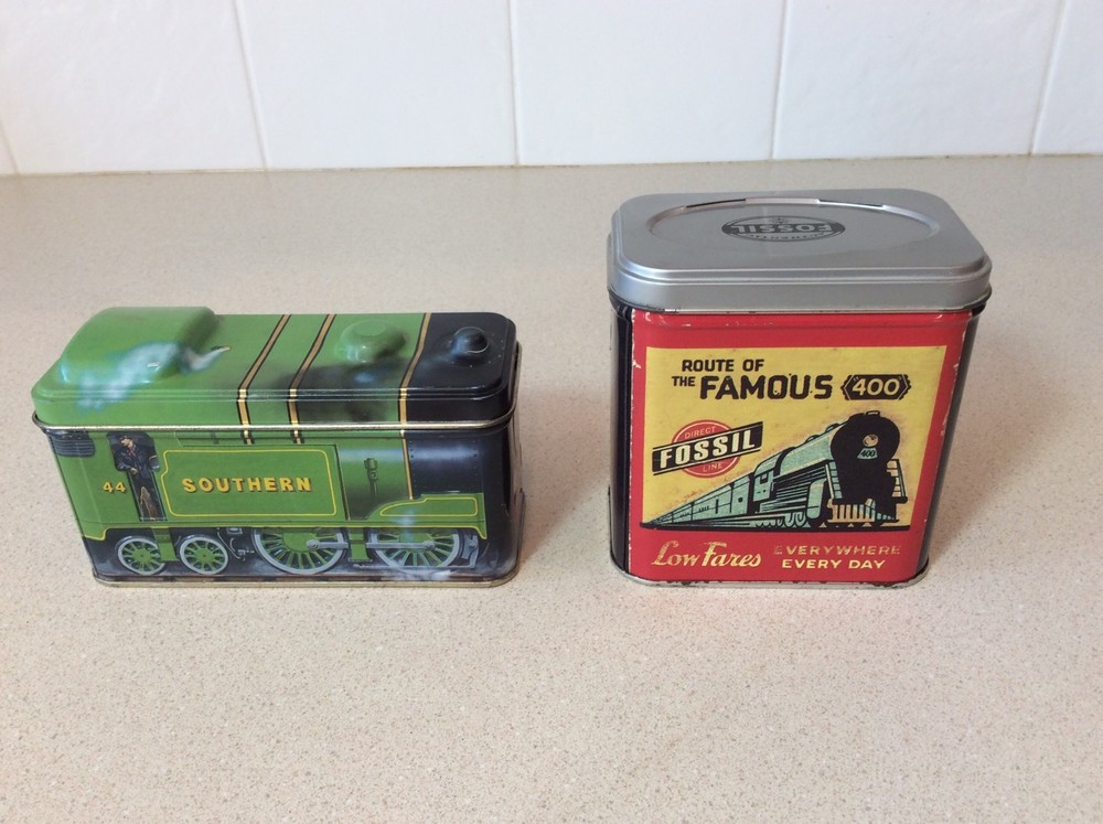 2 - Tin Boxes with Trains on them Streamliners  Southern