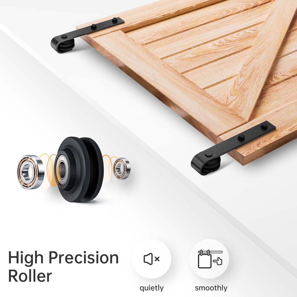 EaseLife 4 FT Sliding Barn Door Hardware Track Kit,Basic J 4FT, Black