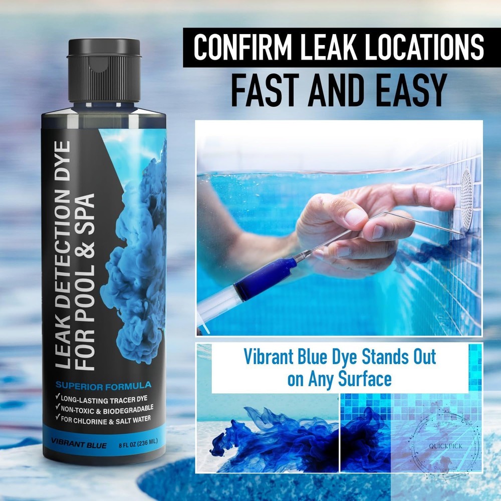 Pool Leak Detection Dye Kit - 75+ Tests 2 Stainless Steel Precision Applicators