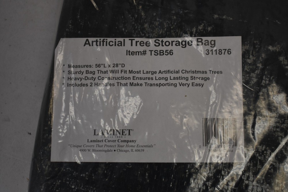 Laminet Artificial Tree Storage Bag 56" L x 28" D TSB56 311876 Black Container