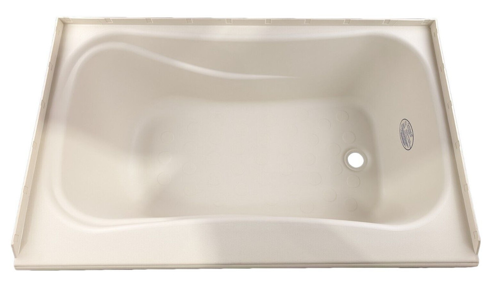 RV Bath Tub 38" x 24" Parchment Right Drain Trailer Camper Wash Bath Room Shower