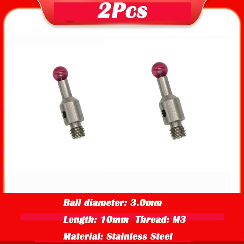 2Pcs ROMER Touch Probe 3mm Ruby Ball M3 Thread L10mm Stylus TESA/Hexagon CMM