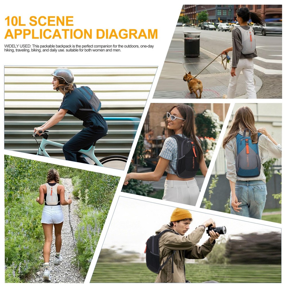 10L Hiking Backpack for Women Men Mini Packable Backpack Lightweight Small Da...