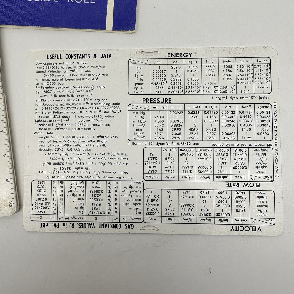 Vintage Concise CTCS-552 Circular Slide Rule Conversion Tables NUPRO Calculator