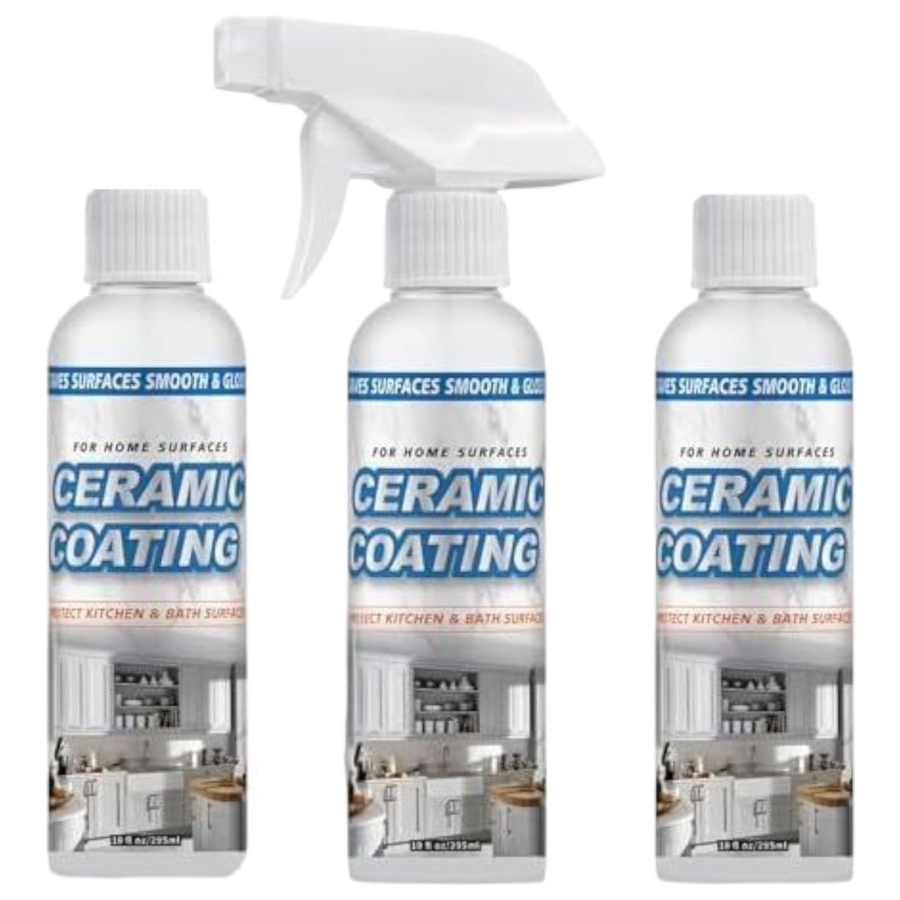 Ceramic Coating Spray Kit Seal & Protect Kitchen & Bath Surfaces 3 Bottles
