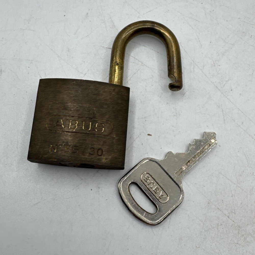 Abus 55/30 Solid Brass Lock Padlock With Key - Works