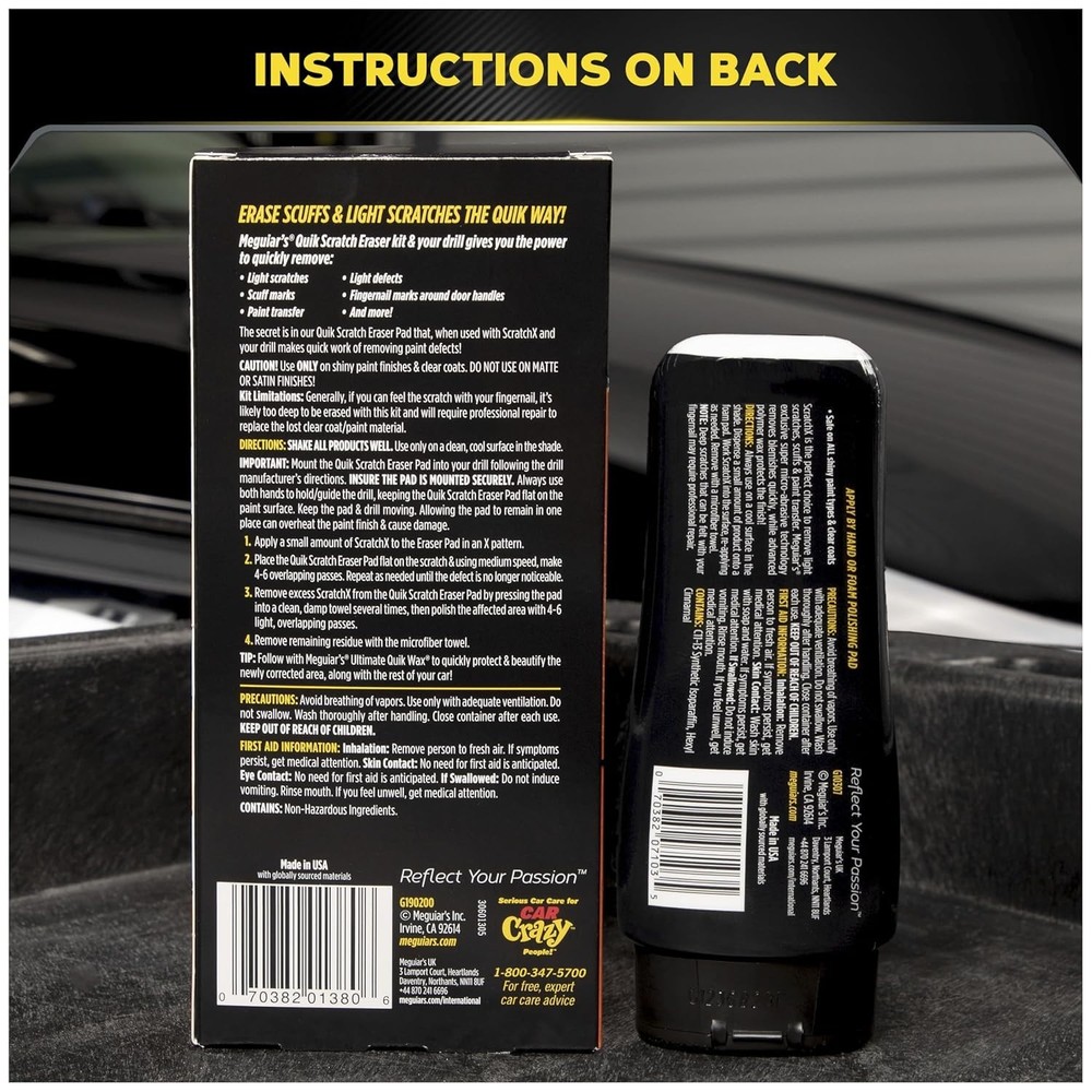 Quick & Easy Car Scratch Remover Kit – Drill-Mounted Eraser, Microfiber Included